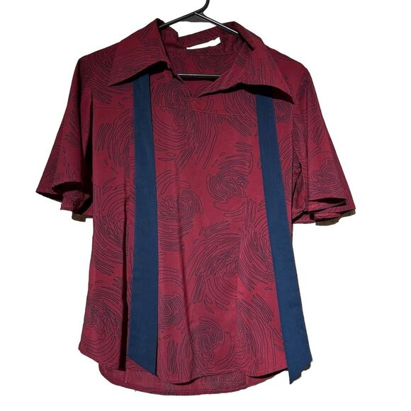 Tulle Women's Red Floral Cape Blouse with Tie Size M Casual - Picture 1 of 4